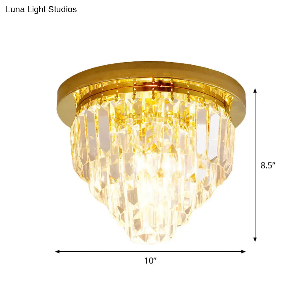 Modern Clear Crystal Flush Mount Ceiling Light With Dome/Cone/Tapered Shape - Ideal For Corridors
