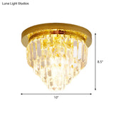 Modern Clear Crystal Flush Mount Ceiling Light With Dome/Cone/Tapered Shape - Ideal For Corridors