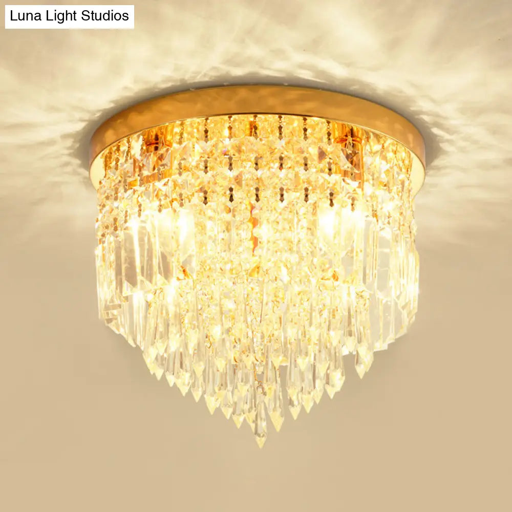 Modern Clear Crystal Flush Mount Ceiling Light With Dome/Cone/Tapered Shape - Ideal For Corridors