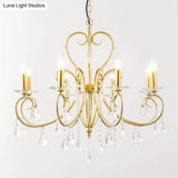 Modern Clear Crystal Gold Chandelier Lighting - Single Tier Suspension Pendant 8/10 Lights With