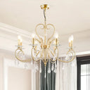 Modern Clear Crystal Gold Chandelier Lighting - Single Tier Suspension Pendant 8/10 Lights With