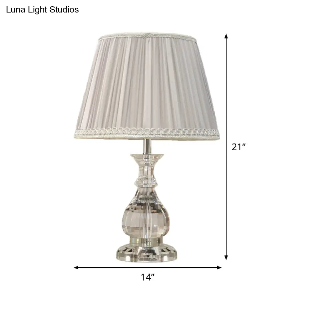 Modern Clear Crystal Gourd Table Lamp With Faux-Braided Detailing - Grey 1 Bulb Desk Light