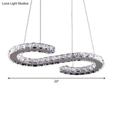 Modern Clear Crystal Led Chandelier For Dining Room - Geometry Frame Pendant Light