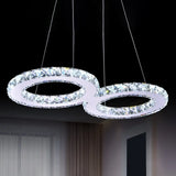 Modern Clear Crystal Led Chandelier For Dining Room - Geometry Frame Pendant Light / C