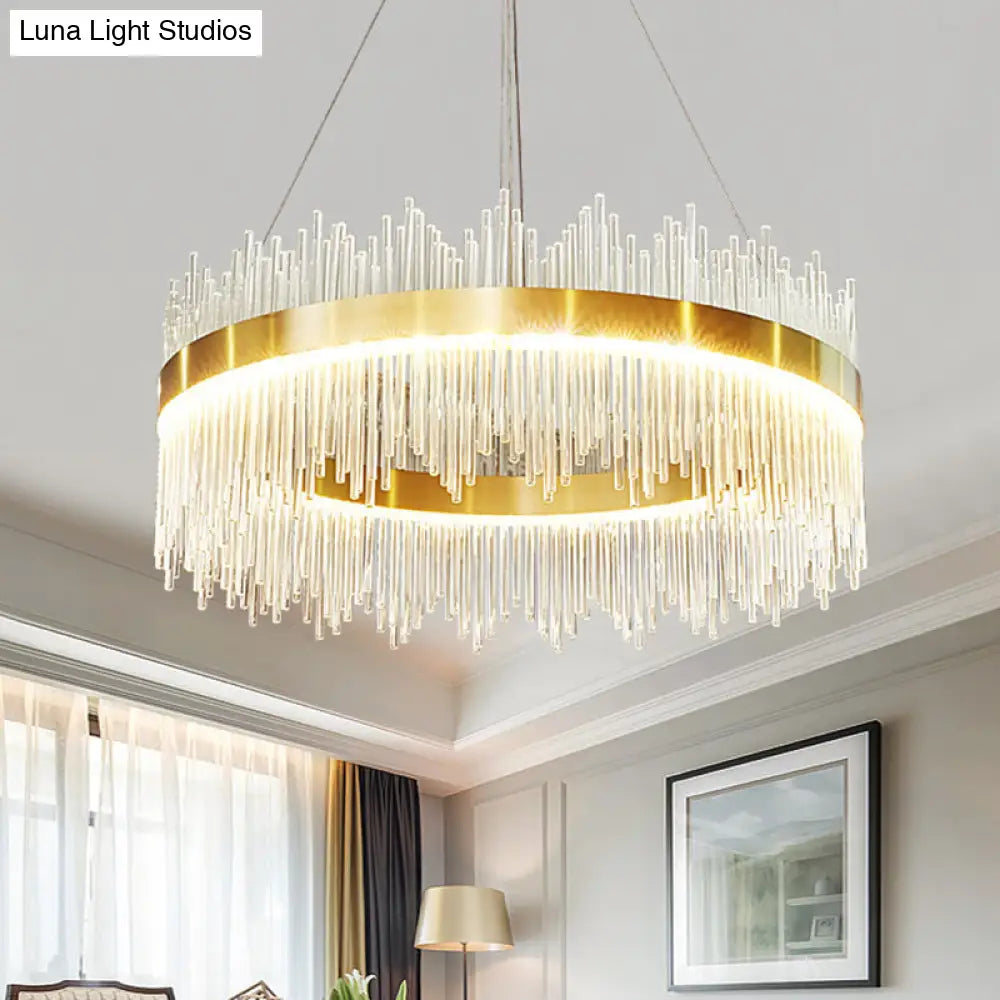 Modern Clear Crystal Pendant Led Suspension Lamp For Dining Table