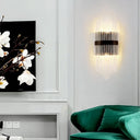 Modern Clear Crystal Prism Wall Sconce Light With Metal Square Backplate In Black 1/2-Pack / 1