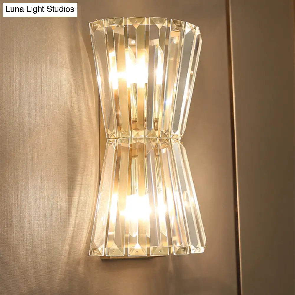 Modern Clear Crystal Shade Wall Mounted Light With 2 Heads Stylish Corridor Lighting Fixture