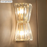 Modern Clear Crystal Shade Wall Mounted Light With 2 Heads Stylish Corridor Lighting Fixture