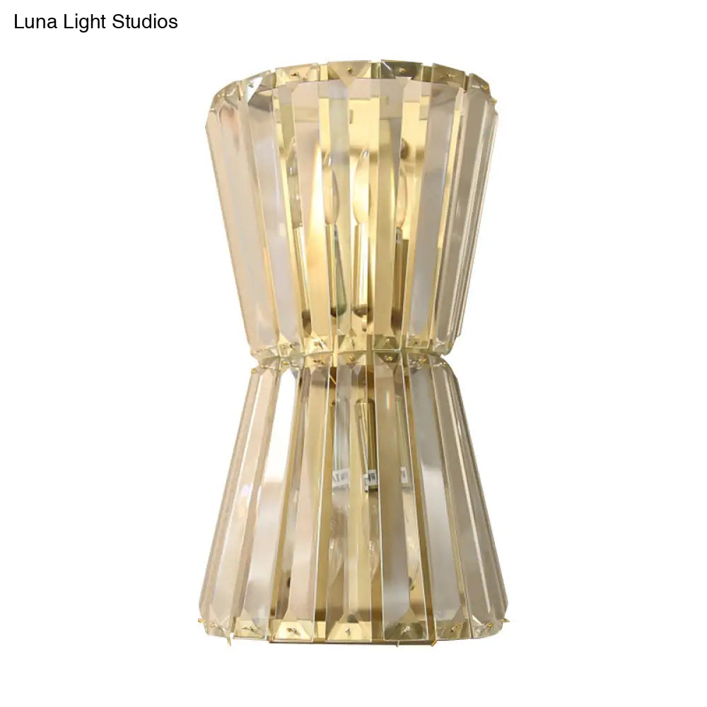 Modern Clear Crystal Shade Wall Mounted Light With 2 Heads Stylish Corridor Lighting Fixture