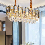 Modern Clear Crystal Tiered Oblong Island Light Fixture - 10 Ceiling Pendant