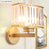 Modern Clear Crystal Wall Lamp With Gold Finish - Perfect For Hallway Lighting