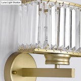 Modern Clear Crystal Wall Lamp With Gold Finish - Perfect For Hallway Lighting