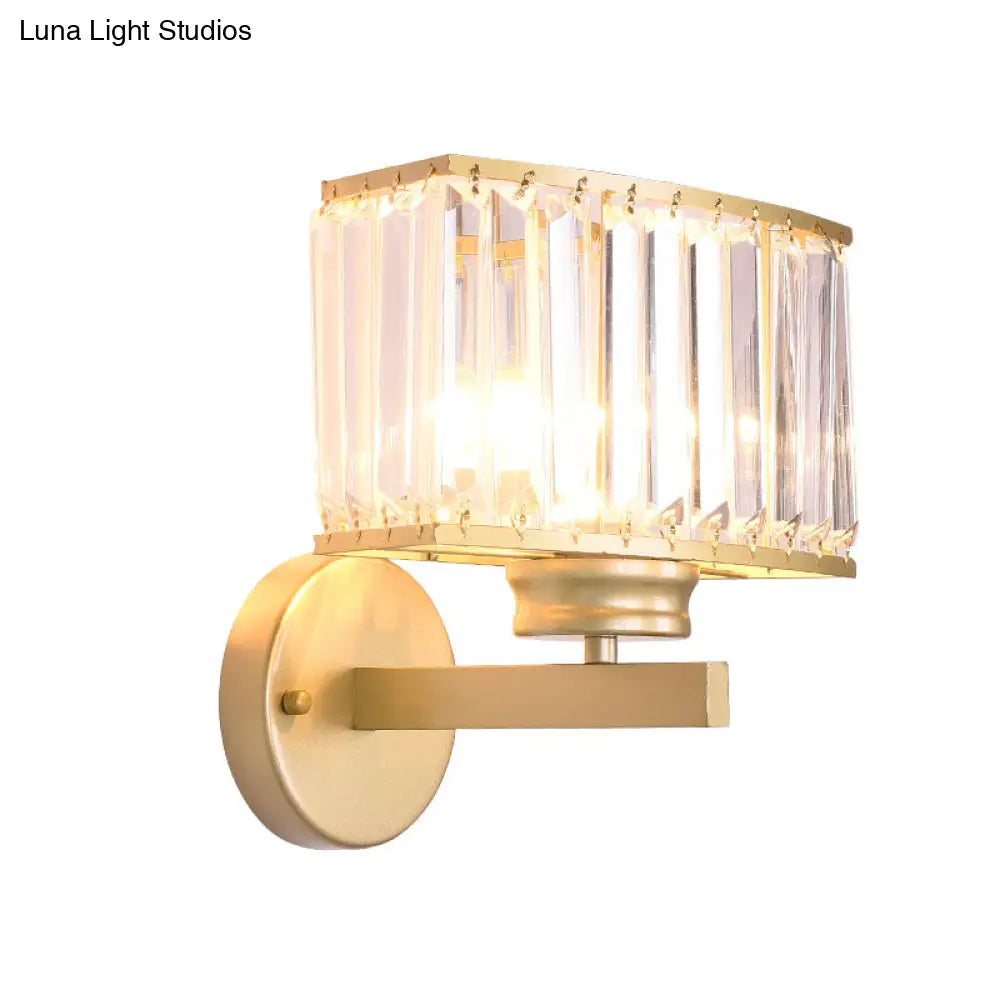 Modern Clear Crystal Wall Lamp With Gold Finish - Perfect For Hallway Lighting