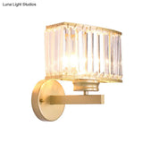 Modern Clear Crystal Wall Lamp With Gold Finish - Perfect For Hallway Lighting