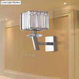 Modern Clear Crystal Wall Light - Stylish 1 Chrome Sconce For Corridor