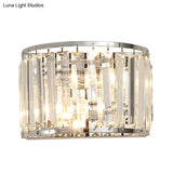 Modern Clear Crystal Wall Mounted Light 2-Bulb Chrome Finish Lamp