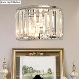 Modern Clear Crystal Wall Mounted Light 2-Bulb Chrome Finish Lamp