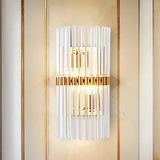 Modern Clear Crystal Wall Sconce - Stylish 2 Light Gold Finish For Living Room