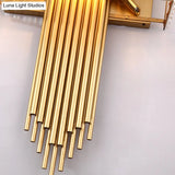 Modern Clear Crystal Wall Sconce With 2 Golden Lights For Bedside - 14.5/16.5 W Rectangular Lighting
