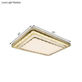Modern Clear Cut Crystal Led Flush Mount Ceiling Fixture In Nickel