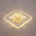 Modern Clear Floral Crystal Led Flush Mount Ceiling Light For Passage / Warm