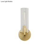 Modern Clear Glass Brass Wall Sconce With Cylinder Design - Perfect For Bedside Lighting