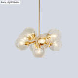 Modern Clear Glass Bubble Chandelier - 9 Lights Brass Ceiling Pendant Lamp