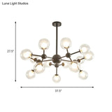 Modern Clear Glass Bubble Chandelier With Starburst Design - 9/12/15 Lights Hanging Light Fixture