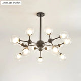 Modern Clear Glass Bubble Chandelier With Starburst Design - 9/12/15 Lights Hanging Light Fixture