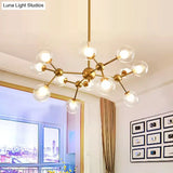 Modern Clear Glass Bubble Chandelier With Starburst Design - 9/12/15 Lights Hanging Light Fixture