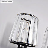 Modern Clear Glass Conic Wall Lamp - 1/2-Bulb Black Sconce Lighting With Crystal Decor