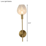 Modern Clear Glass Cup Sconce Light - Gold Wall Mounted Lamp With Metal Pencil Arm