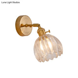 Modern Clear Glass Dome Wall Mount Lamp With Adjustable Joint - Brass Lighting Fixture (1 Bulb)