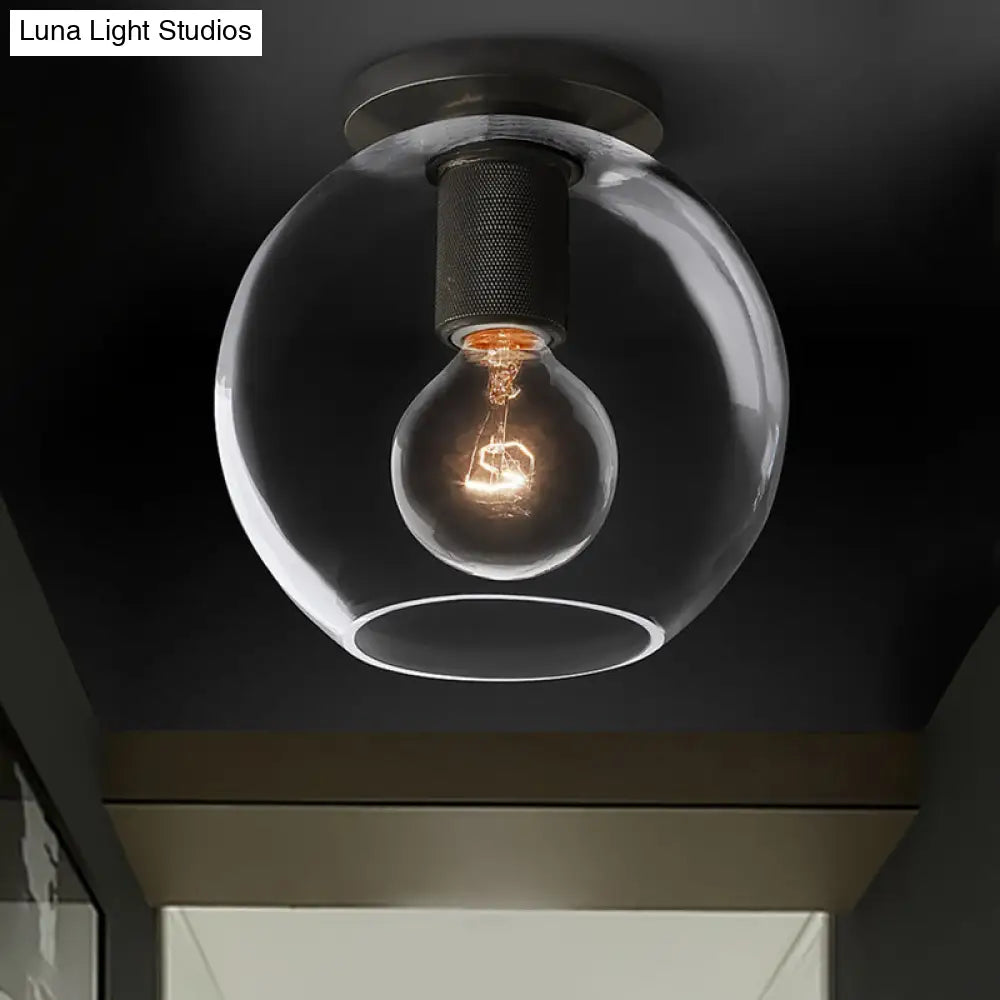 Modern Clear Glass Flush Mount Ceiling Light Fixture For Living Room In 3 Finishes