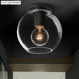 Modern Clear Glass Flush Mount Ceiling Light Fixture For Living Room In 3 Finishes