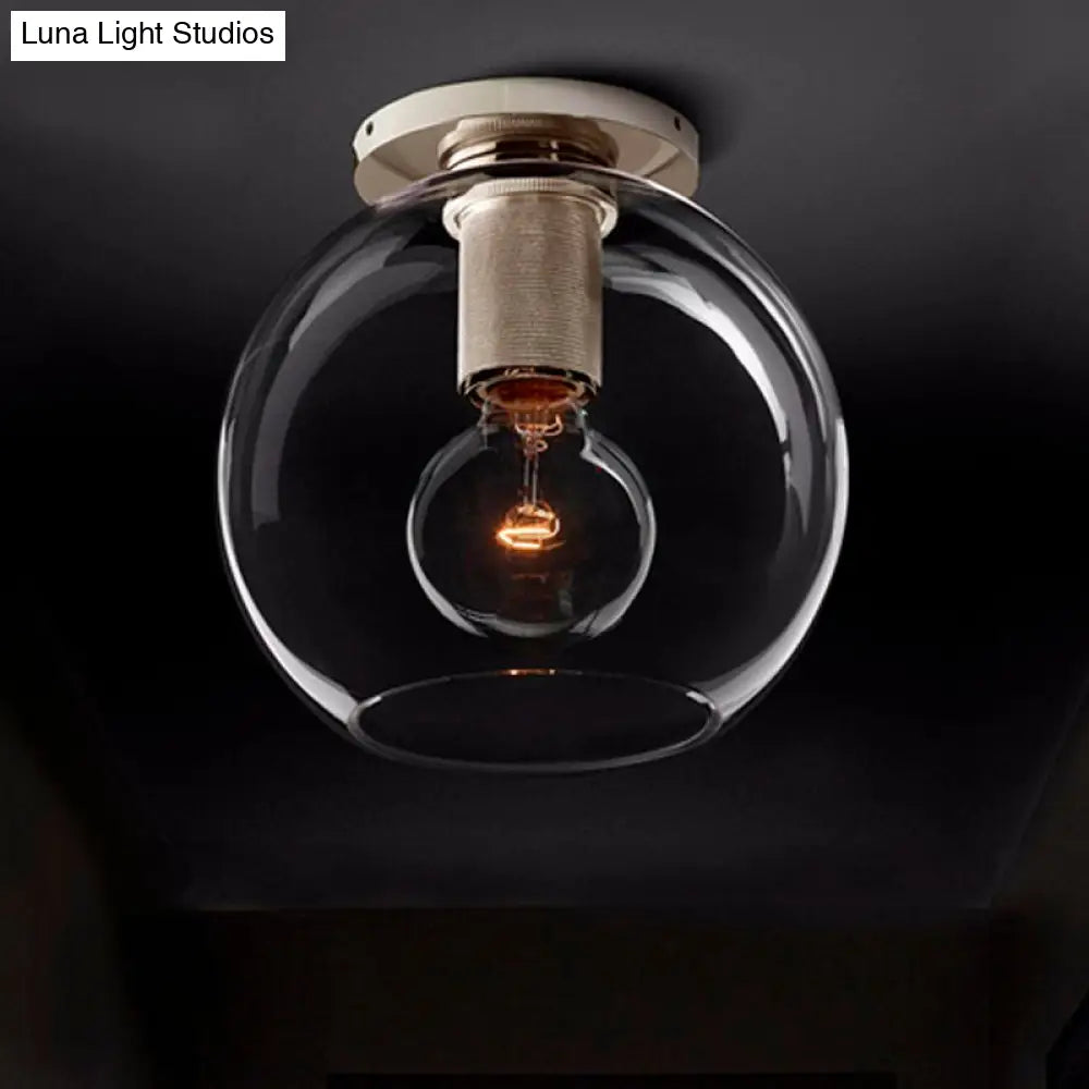 Modern Clear Glass Flush Mount Ceiling Light Fixture For Living Room In 3 Finishes