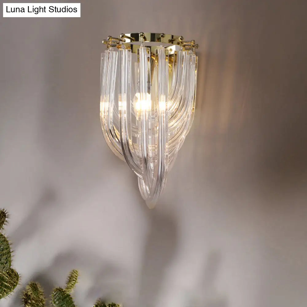 Modern Clear Glass Geometric Wall Sconce - 1 Head Lighting Fixture For Living Room