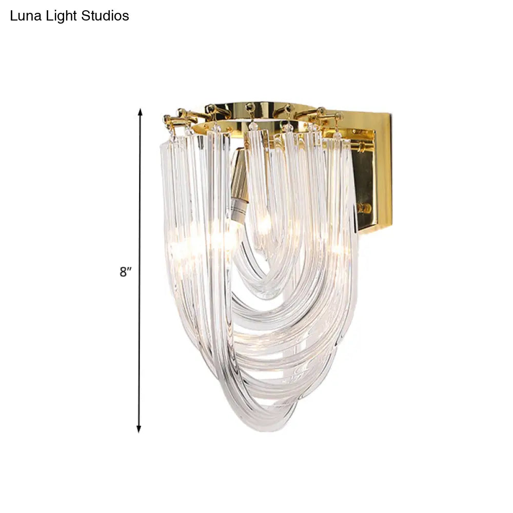Modern Clear Glass Geometric Wall Sconce - 1 Head Lighting Fixture For Living Room
