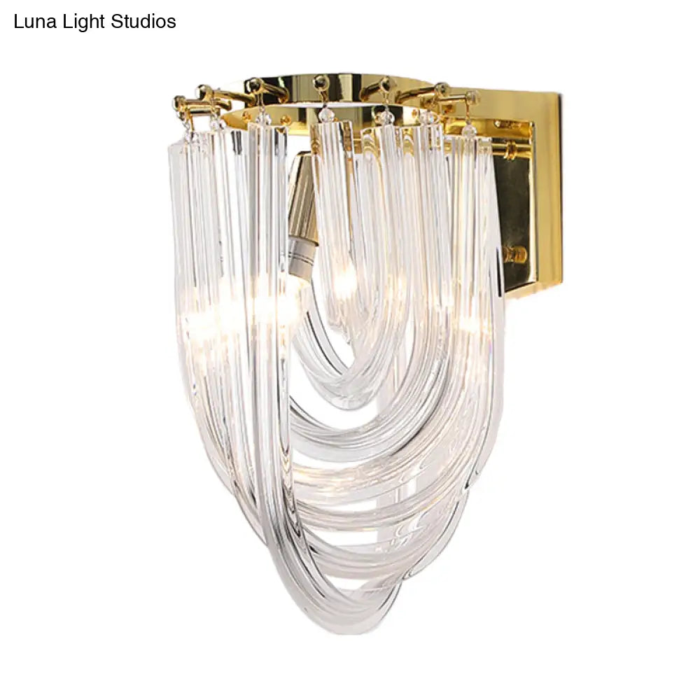 Modern Clear Glass Geometric Wall Sconce - 1 Head Lighting Fixture For Living Room