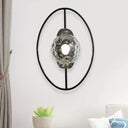 Modern Clear Glass Orb Sconce Lamp - 1-Bulb Black/Gold Wall Light With Ring Detail Black
