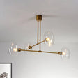 Modern Clear Glass Oval Pendant Chandelier | 4 Lights Brass Ceiling Lamp - Bedroom Lighting
