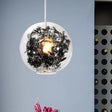 Modern Clear Glass Pendant Ceiling Light with Black Plant Design Inside Black