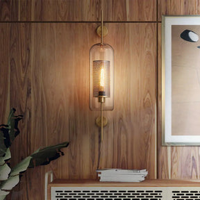 Modern Clear Glass Pill Capsule Wall Sconce With Mesh Screen - 1-Bulb Bathroom Lighting Fixture