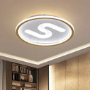 Modern Clear Glass Round Flush Mount With 9 Lights In Black/Gold And Warm/White - 16’/19.5’