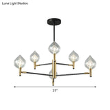 Modern Clear Glass Teardrop Chandelier – 6/8 Heads Black & Gold Hanging Ceiling Light