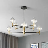 Modern Clear Glass Teardrop Chandelier – 6/8 Heads Black & Gold Hanging Ceiling Light 8 / Black-Gold