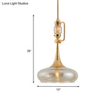 Modern Clear Glass Trumpet Ceiling Pendant Lamp For Living Room With Single Bulb