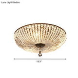 Modern Clear K9 Crystal Bowl Ceiling Lamp - 3 Lights Black Flush Mount For Bedroom Lighting