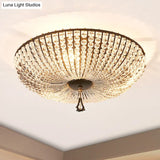 Modern Clear K9 Crystal Bowl Ceiling Lamp - 3 Lights Black Flush Mount For Bedroom Lighting