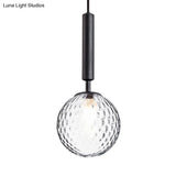 Modern Clear Prism Glass Pendant Light - 1 Head Hanging Lamp In Black/Brass